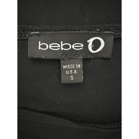 Bebe Sexy Black Stretch Knit Top One Cold Shoulder Long Sleeves Size S Evening - Picture 5 of 7